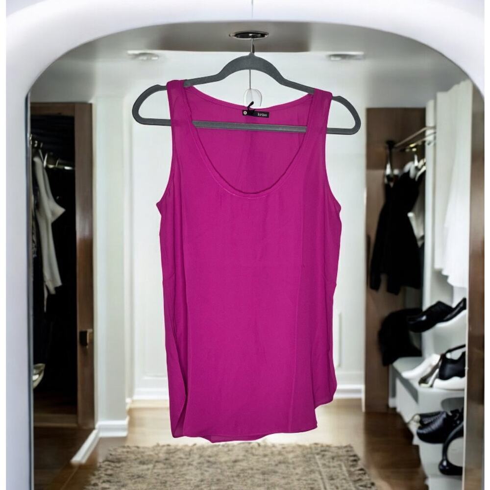 ☀️Krisa Revolve Magenta Pink Solid Scoop Neck Sleeveless Tunic Tank Top NWT